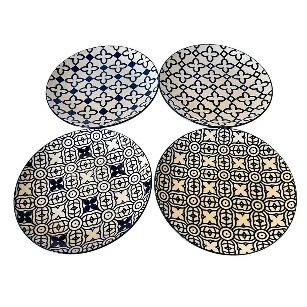 Chiara Mainstays Accent Salad Plate Blue & White Pattern Set of 4